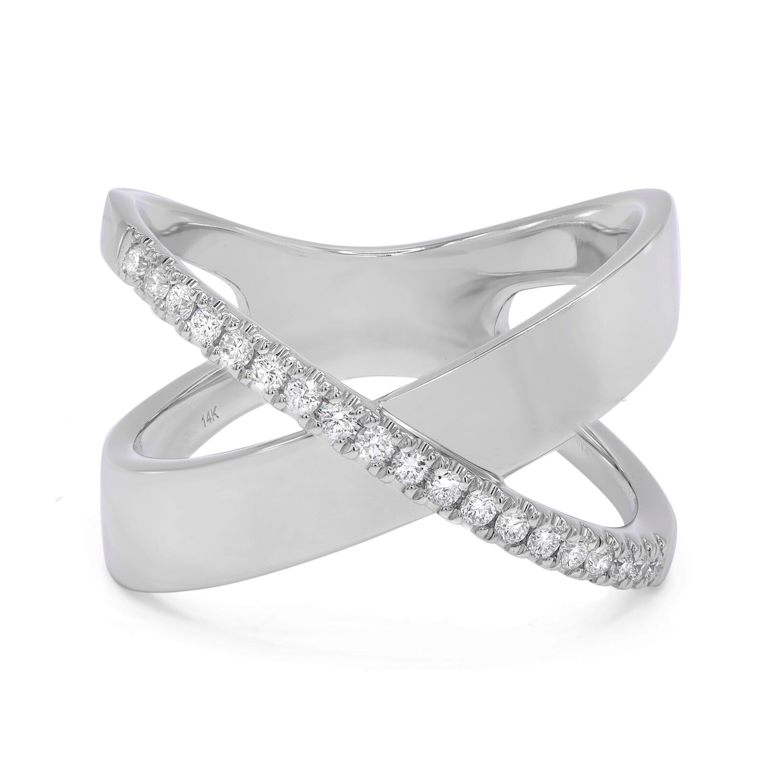 True Pave Diamond X Ring Band