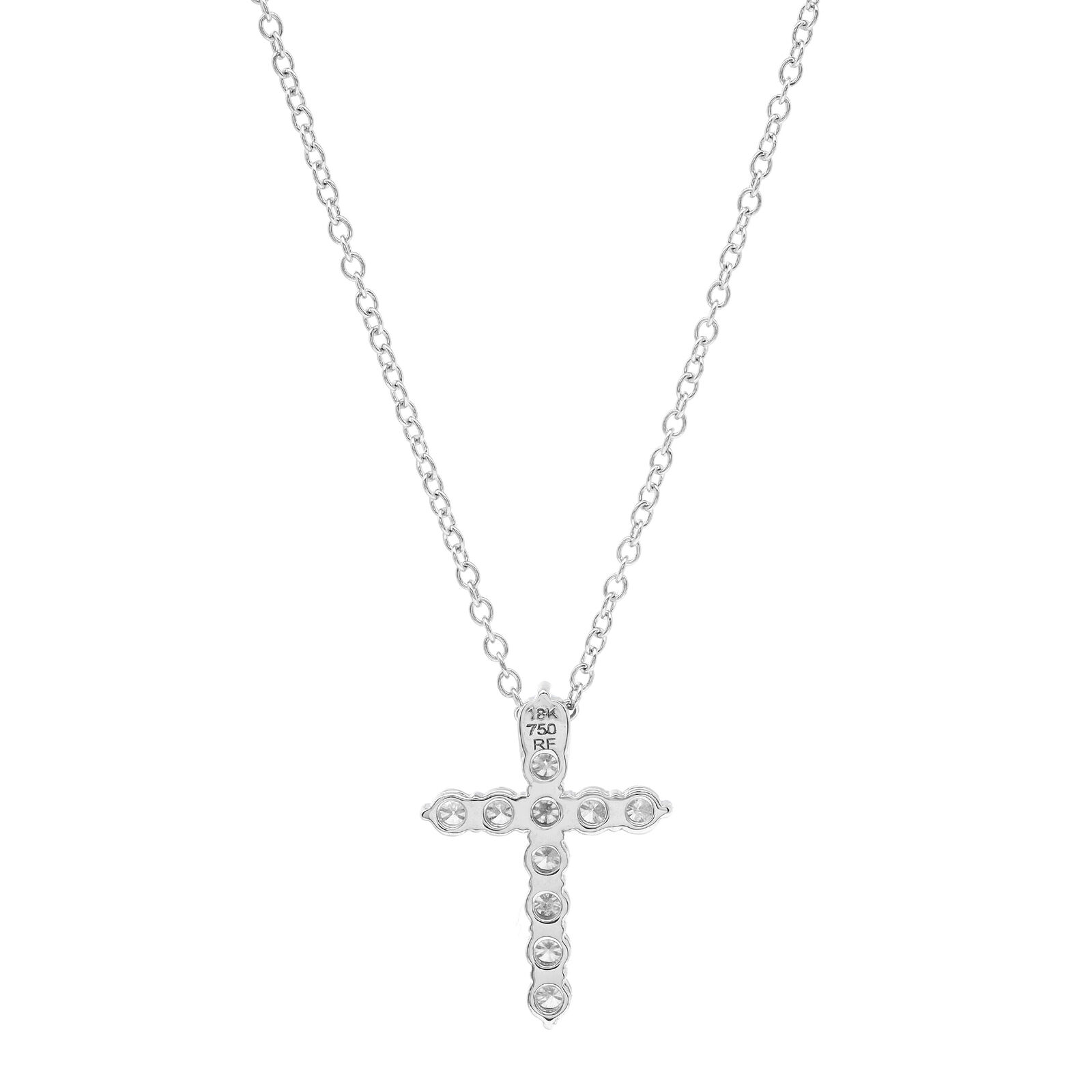 True 1.01Cttw Rachel Koen Round Cut Diamond Cross Pendant Necklace