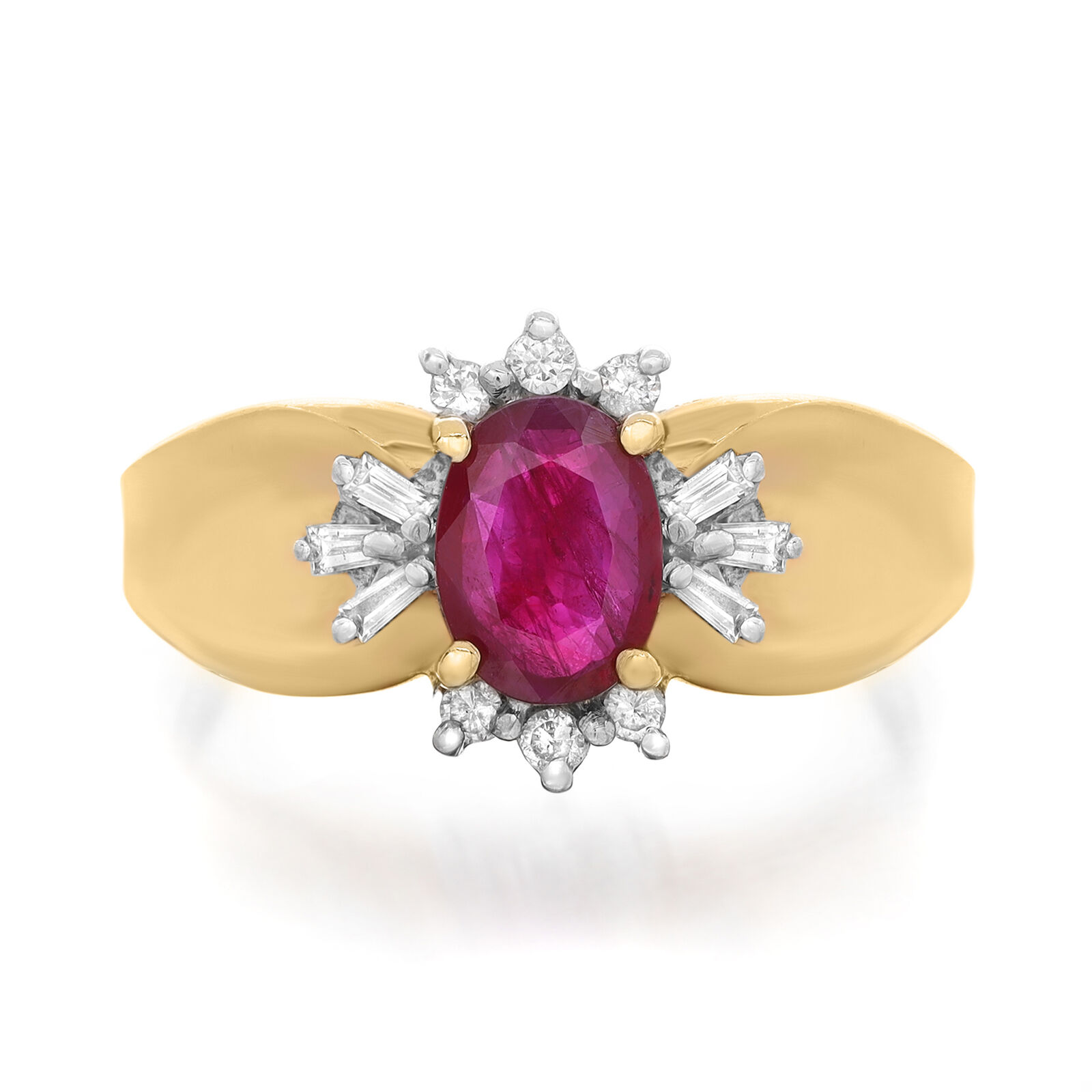 True 0.55Cts Red Ruby  0.18Cts Diamond Ring