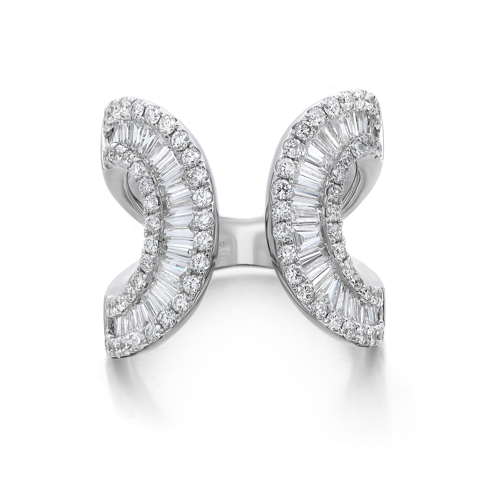 True 2.72cttw Baguette  Round Cut Diamond Wide Open Band Ring