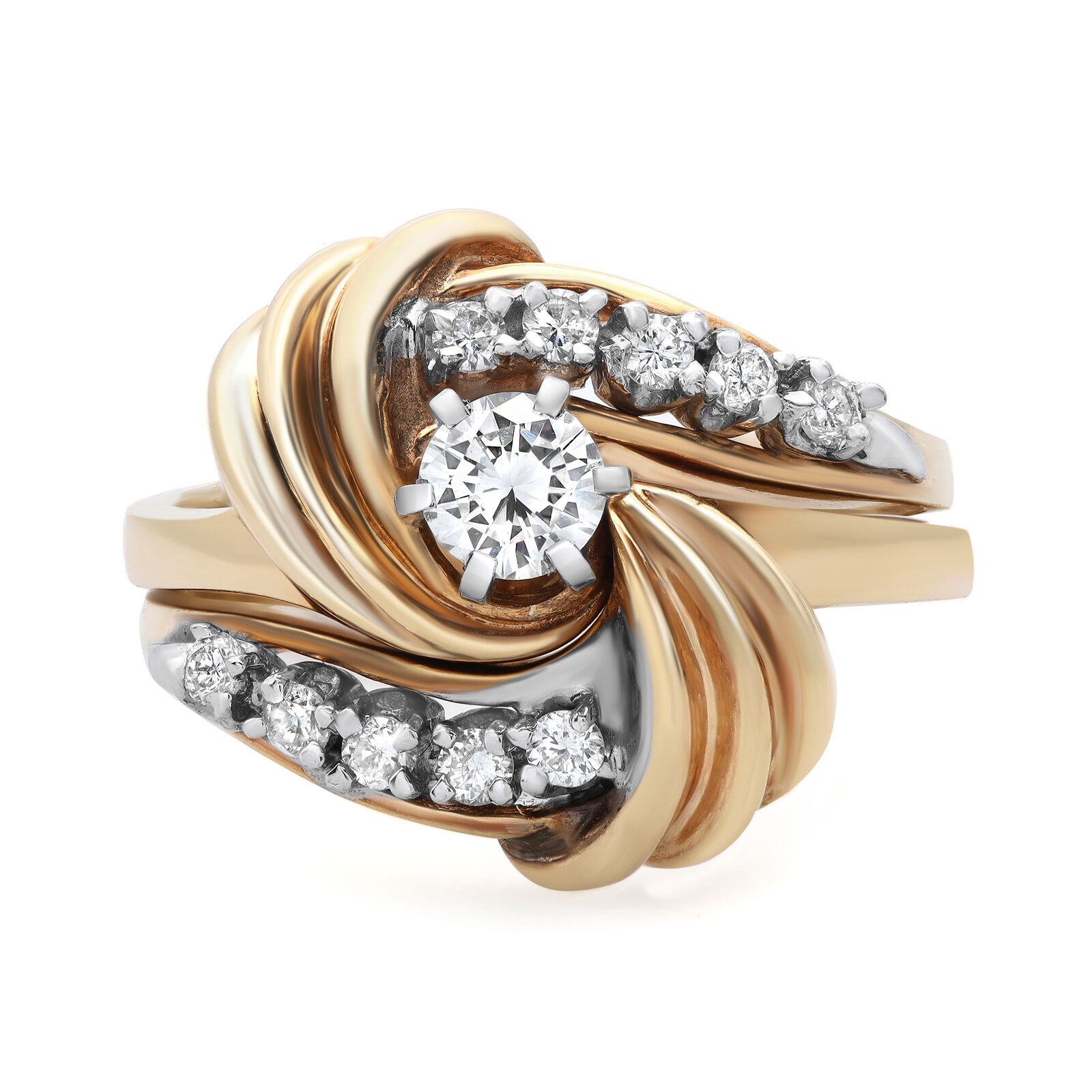 True 0.60Cttw Round Diamond Engagement Ring Set 14K Yellow Gold Size 6.25