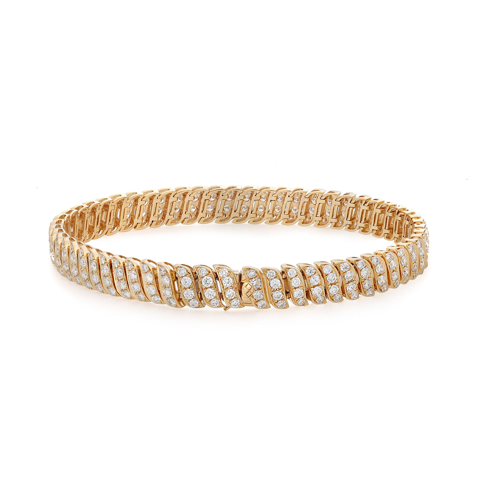 True 3.80Cttw Round Cut Diamond Bracelet 18K Yellow Gold 7 Inches