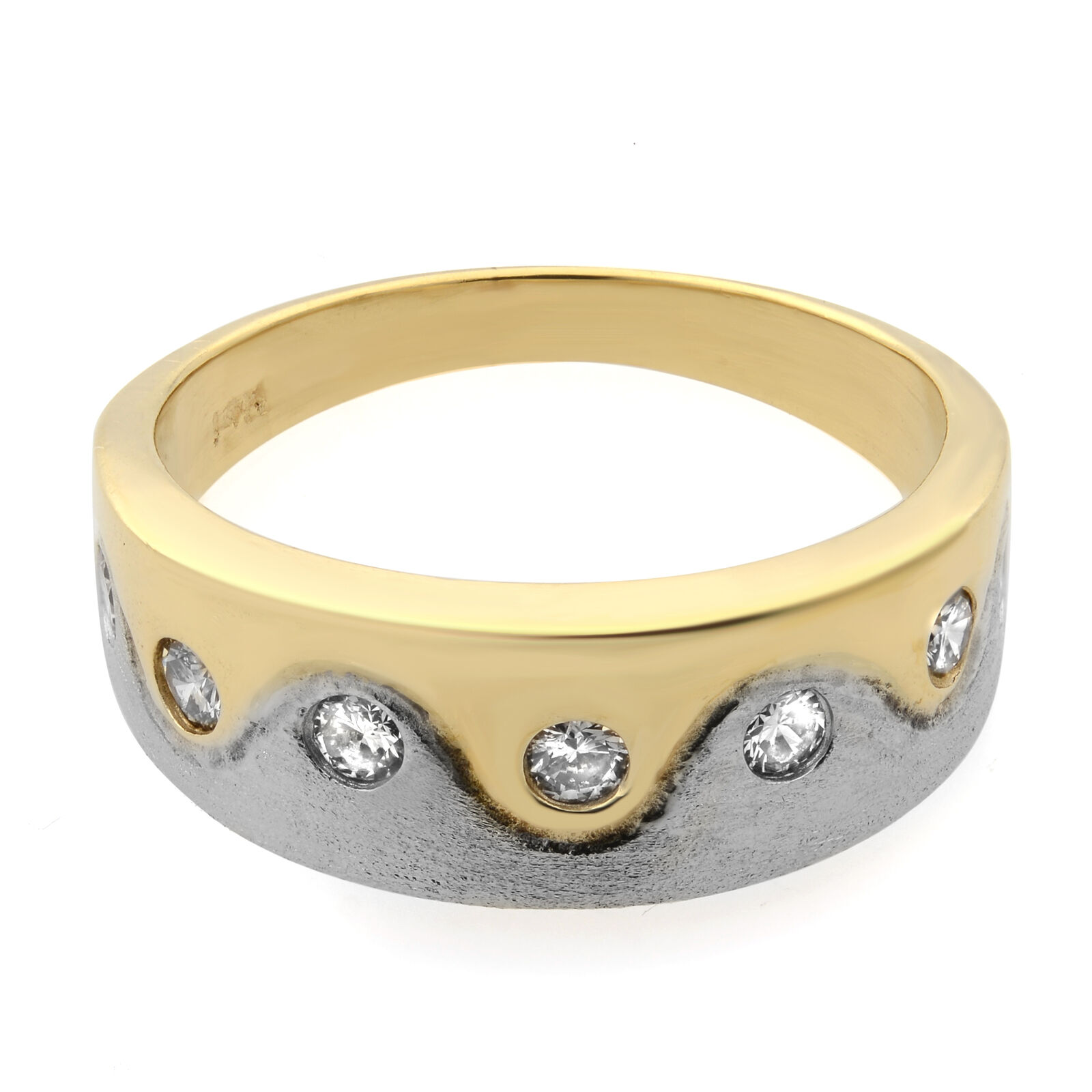 True 0.25Cttw Diamond Ladies Band Ring 14K Yellow  White Gold Size 5.75