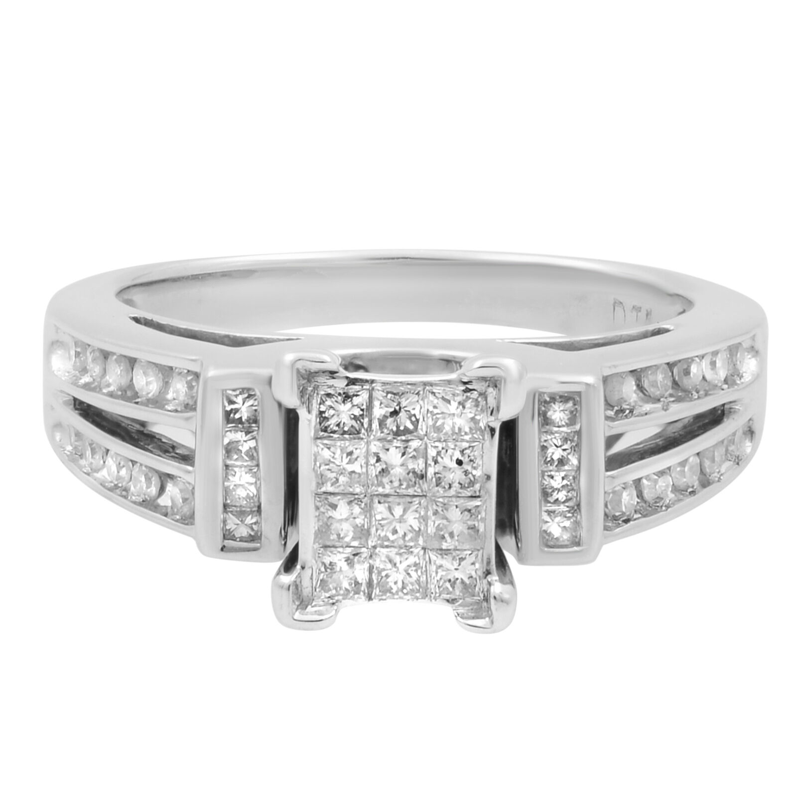 True 1.00Ctw Princess Cut Diamond Engagement Ring 14K White Gold Size 7.5