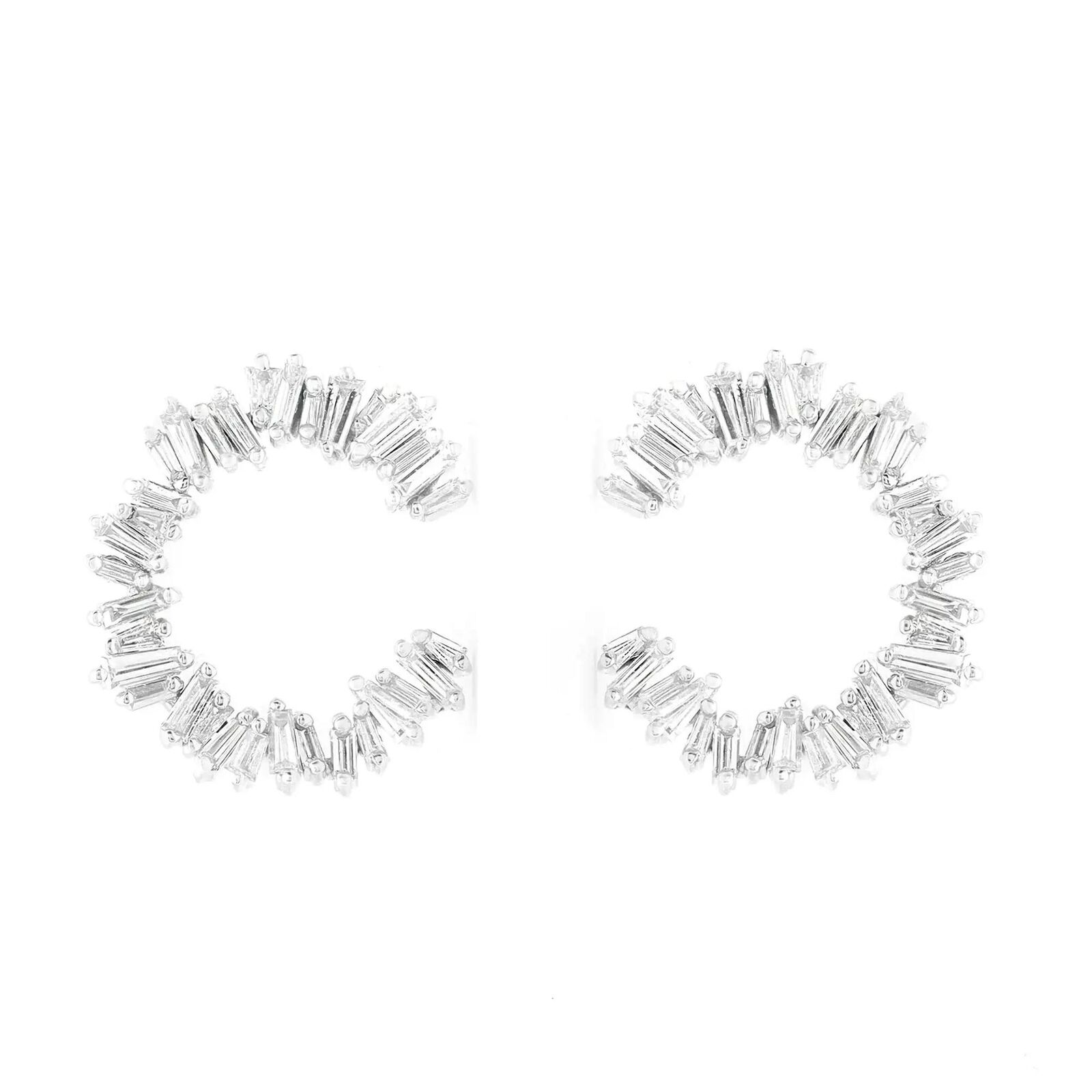 True 0.95Cttw Baguette Cut Diamond Stud Earrings 18K White Gold