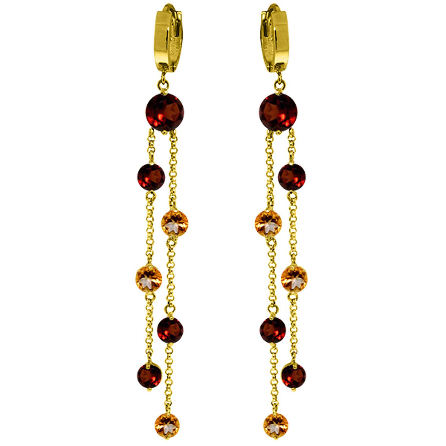 8.99 CTW 14K Solid Gold Salute Garnet Citrine Earrings