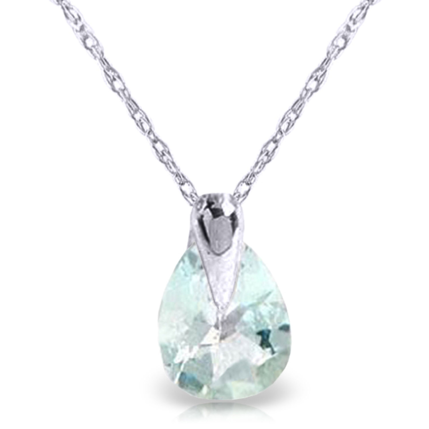 0.68 CTW 14K Solid White Gold Necklace Natural Aquamarine
