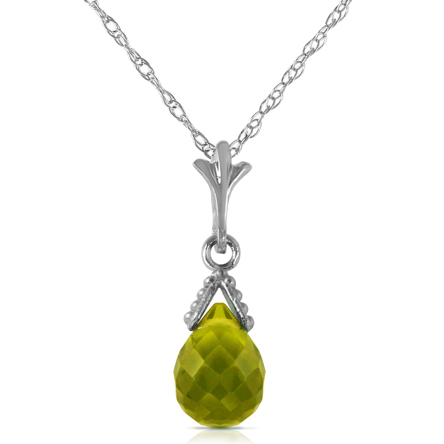 2.5 CTW 14K Solid White Gold Midst Of Memory Peridot Necklace