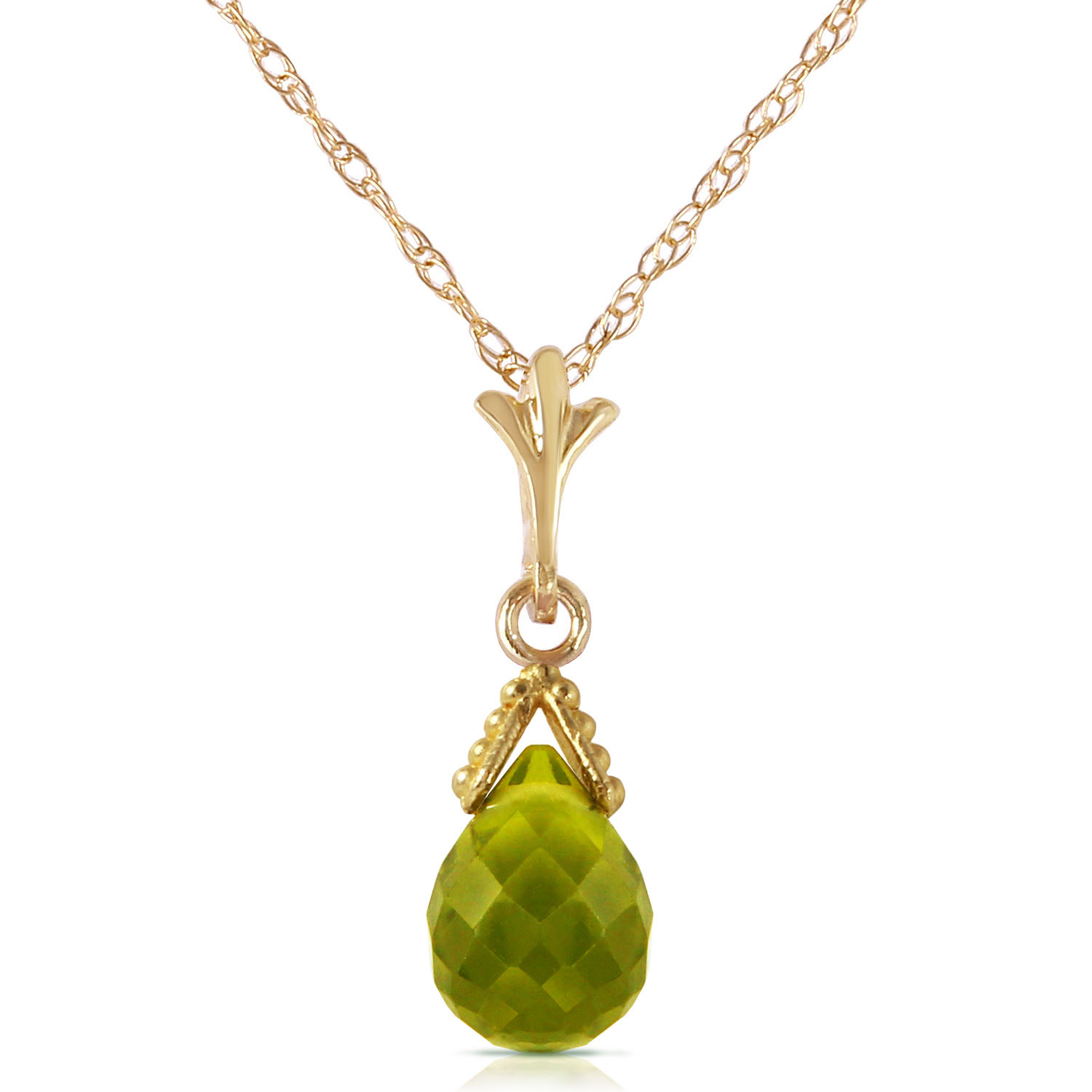 2.5 CTW 14K Solid Gold Ripeness Peridot Necklace