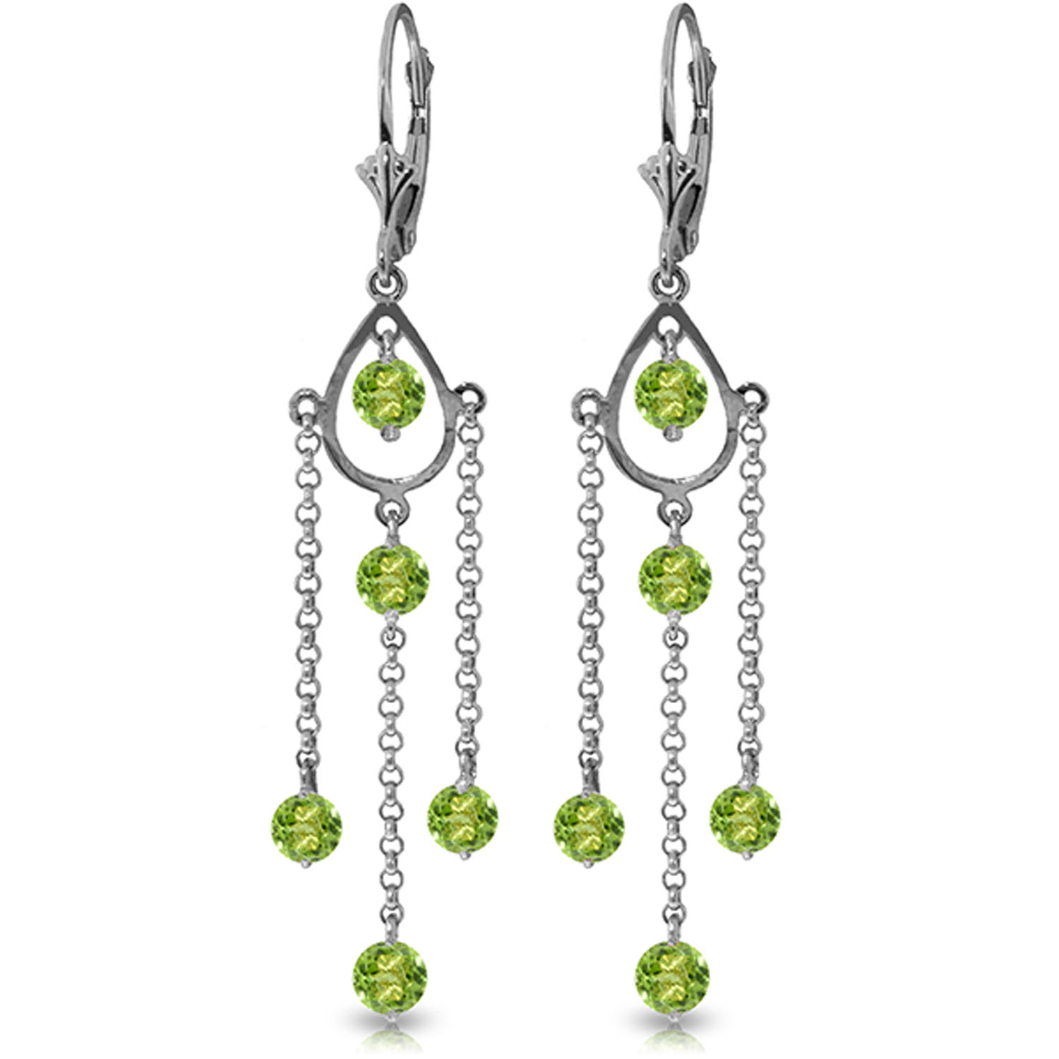 3 CTW 14K Solid White Gold Washington Square Peridot Earrings