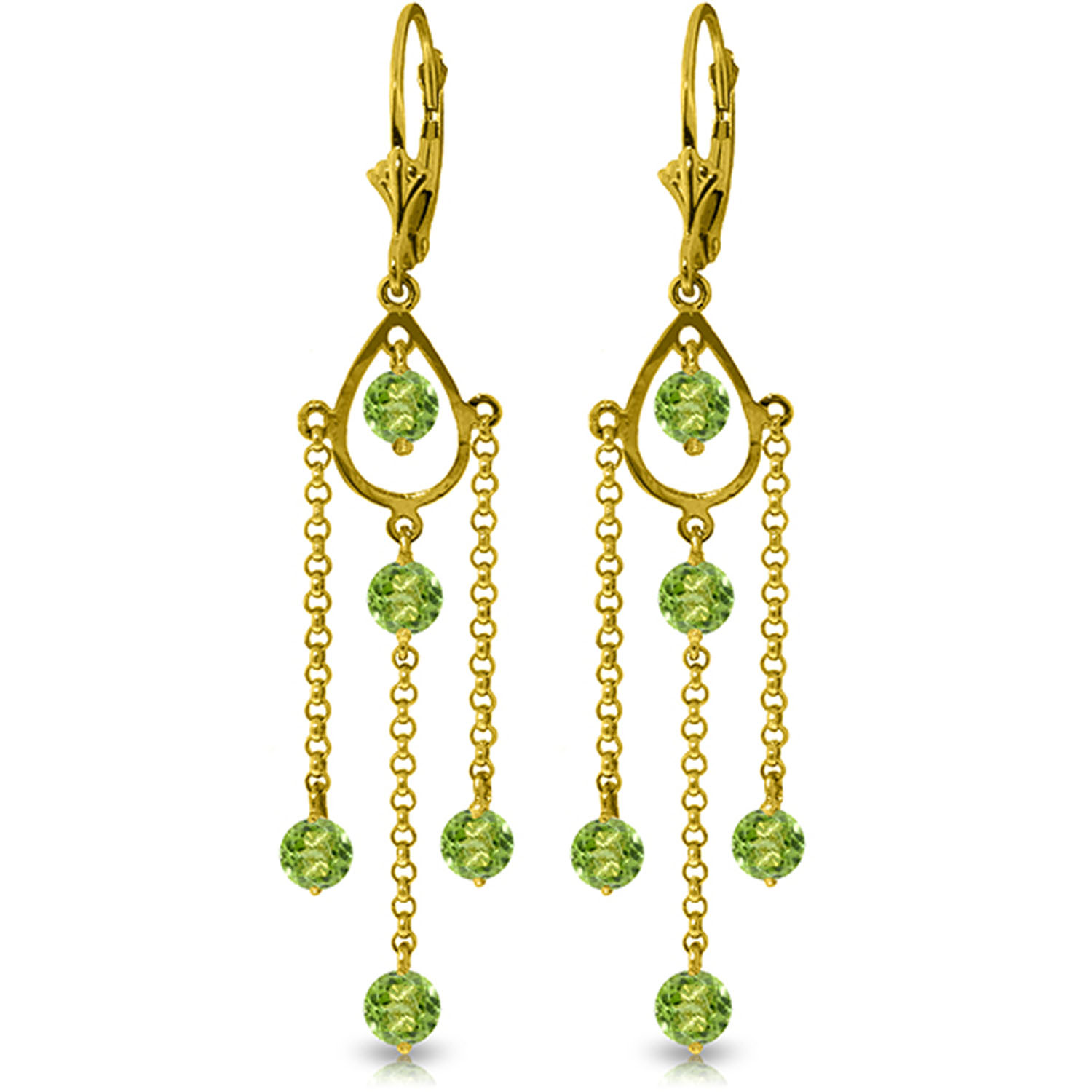 3 CTW 14K Solid Gold Paris Peridot Earrings