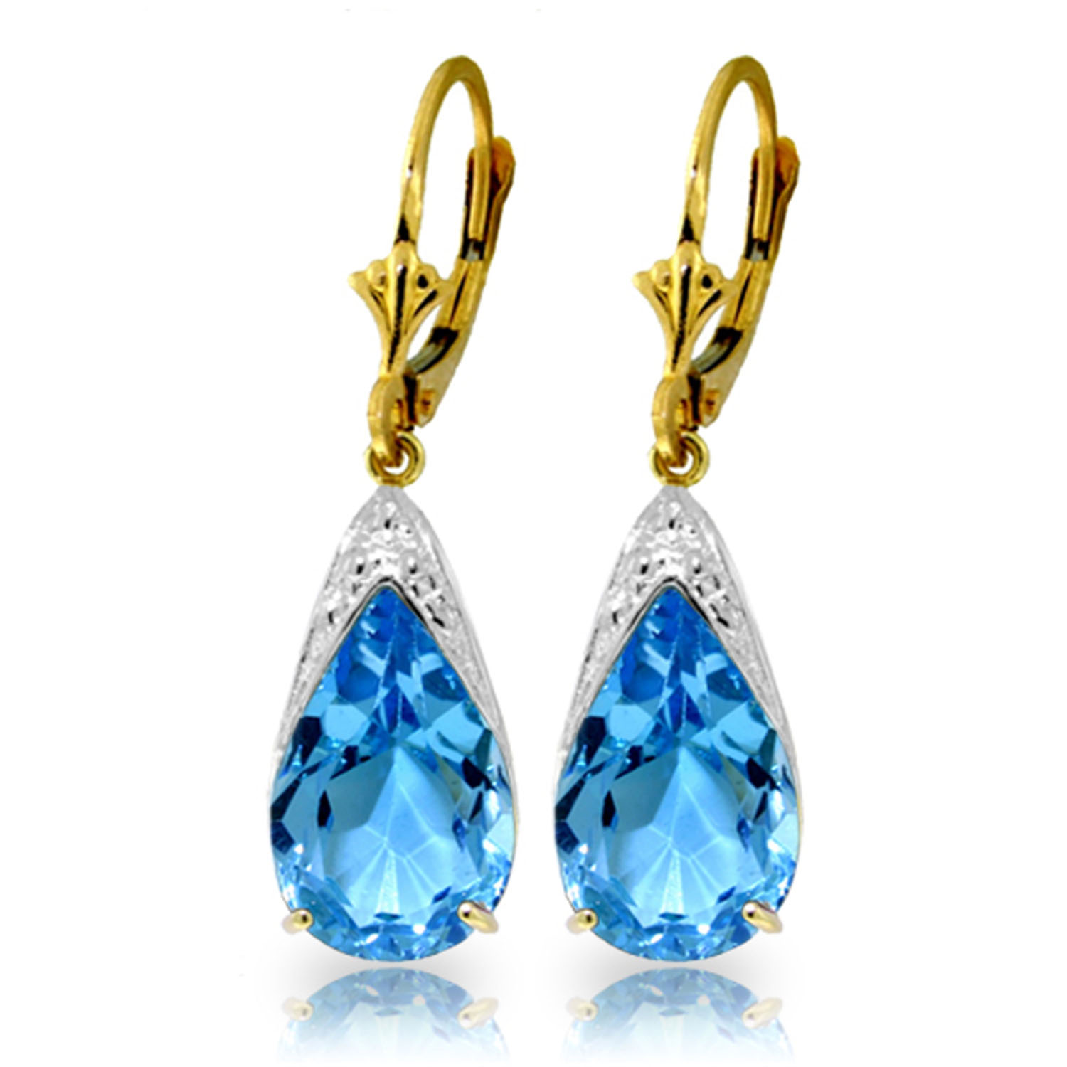 12 CTW 14K Solid Gold Bluette Blue Topaz Earrings