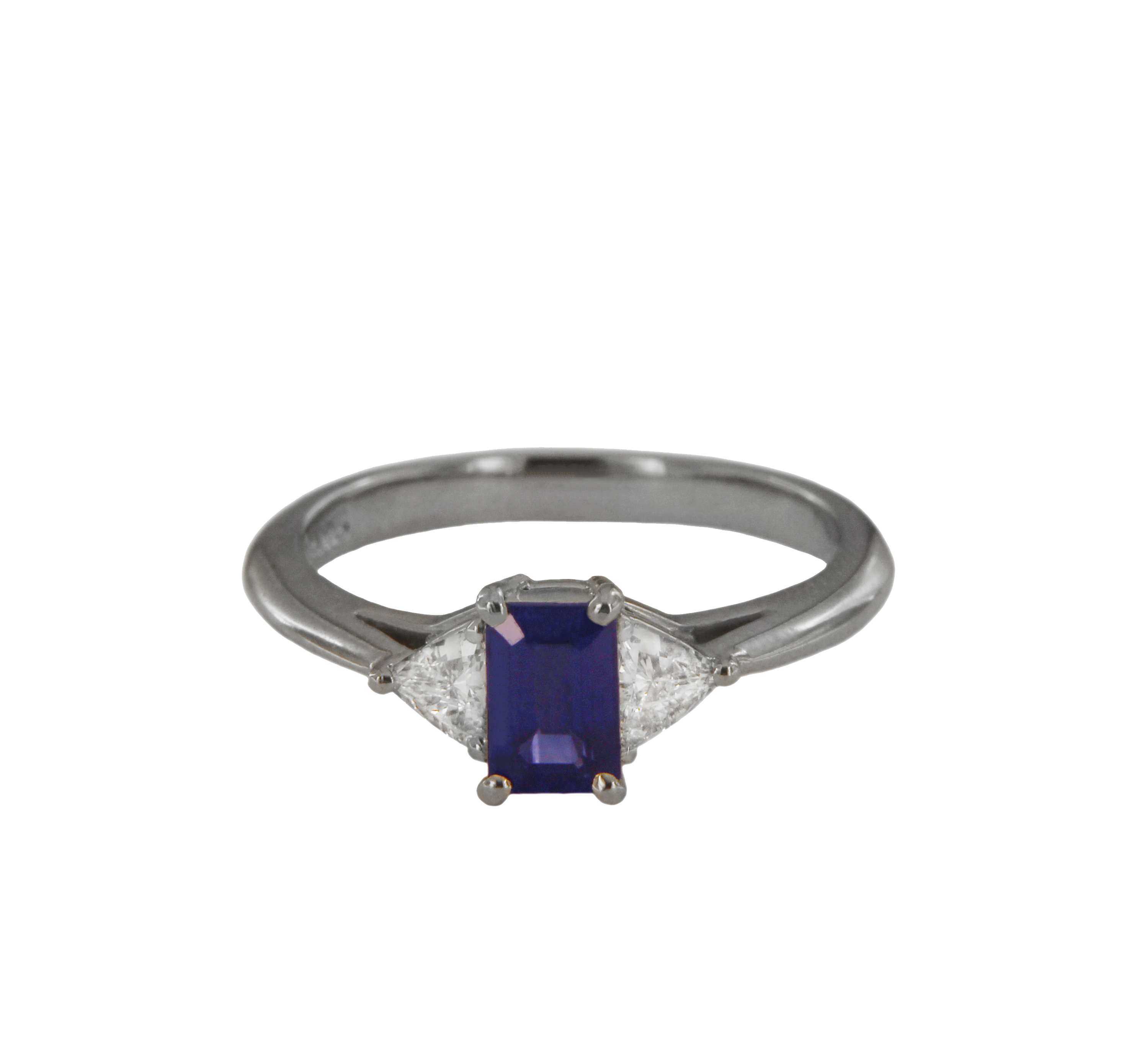 Tiffany  Co. Platinum Sapphire Trillion Triangle Diamond Ring