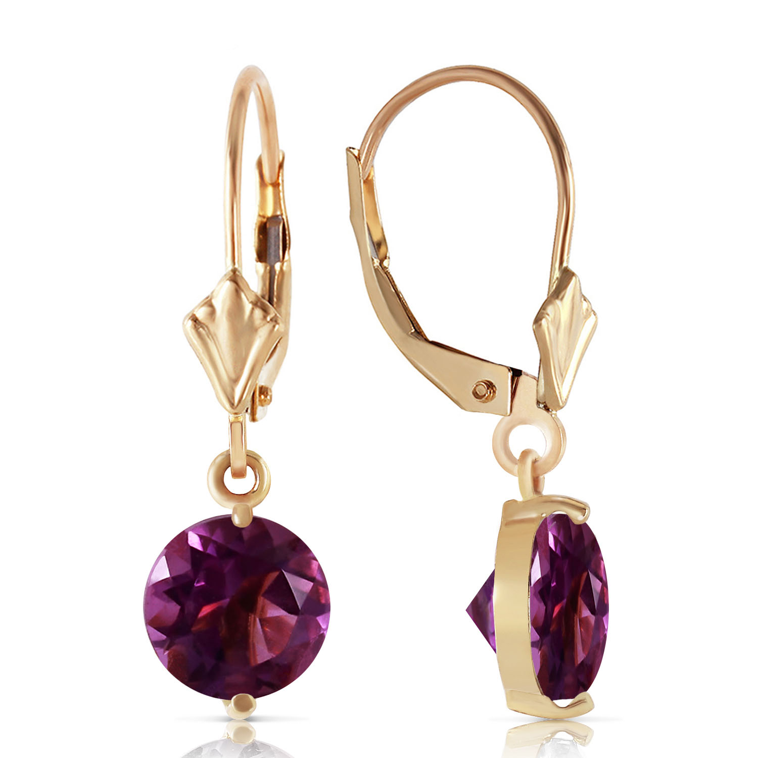 3.1 CTW 14K Solid Gold Prettygirl Amethyst Earrings