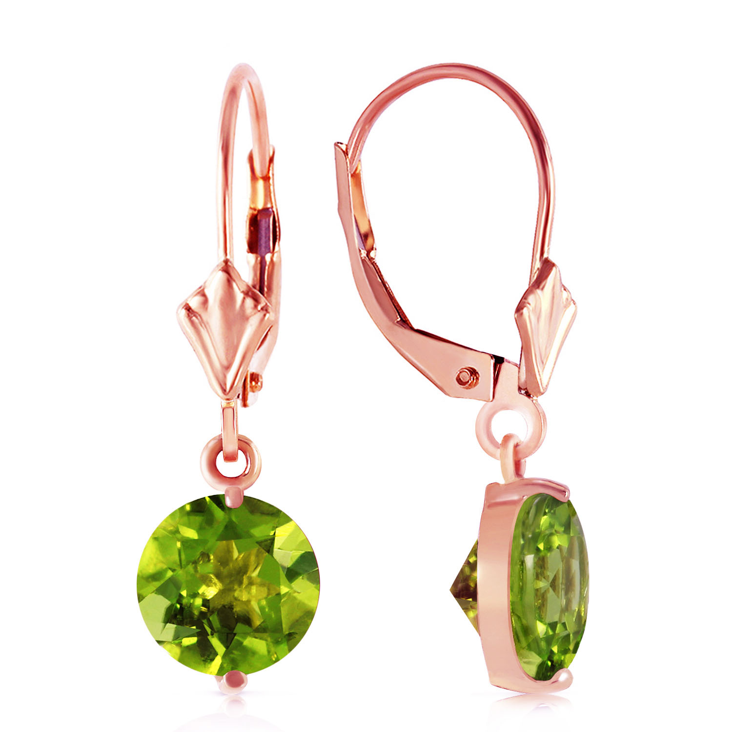 3.1 CTW 14K Solid Rose Gold Youth Peridot Earrings