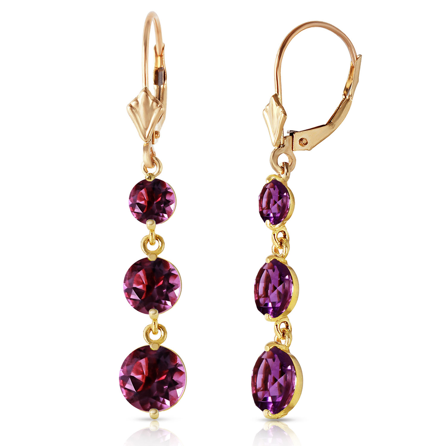 7.2 CTW 14K Solid Gold Rainfall Amethyst Earrings