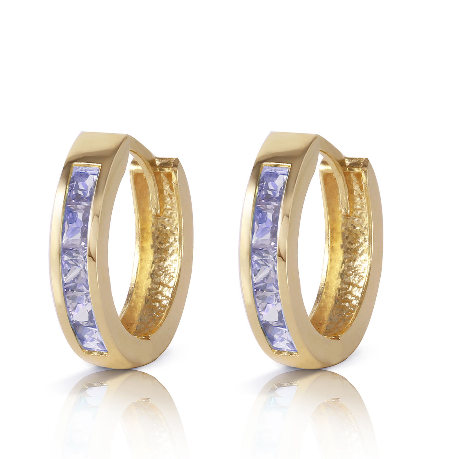 0.95 CTW 14K Solid Gold Huggie Hoop Earrings Tanzanite