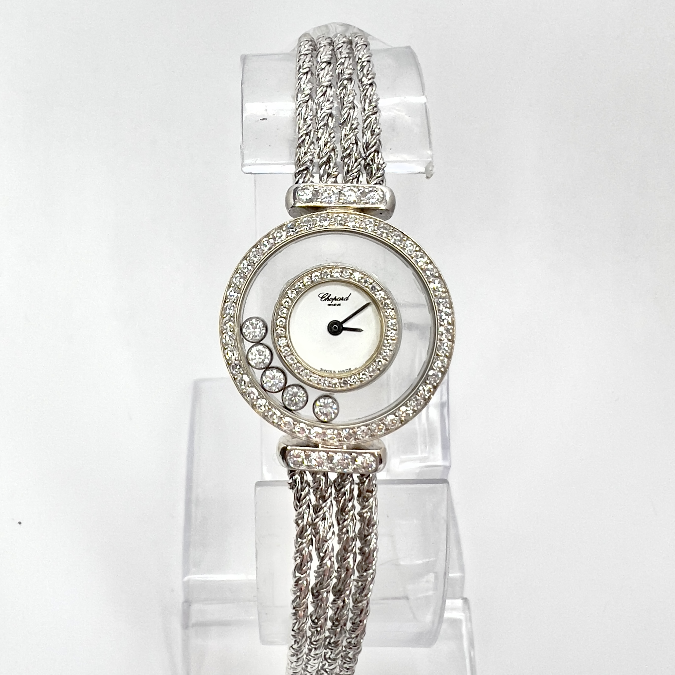 CHOPARD HAPPY DIAMONDS 23mm Quartz 18K White Gold Factory DIAMOND Watch