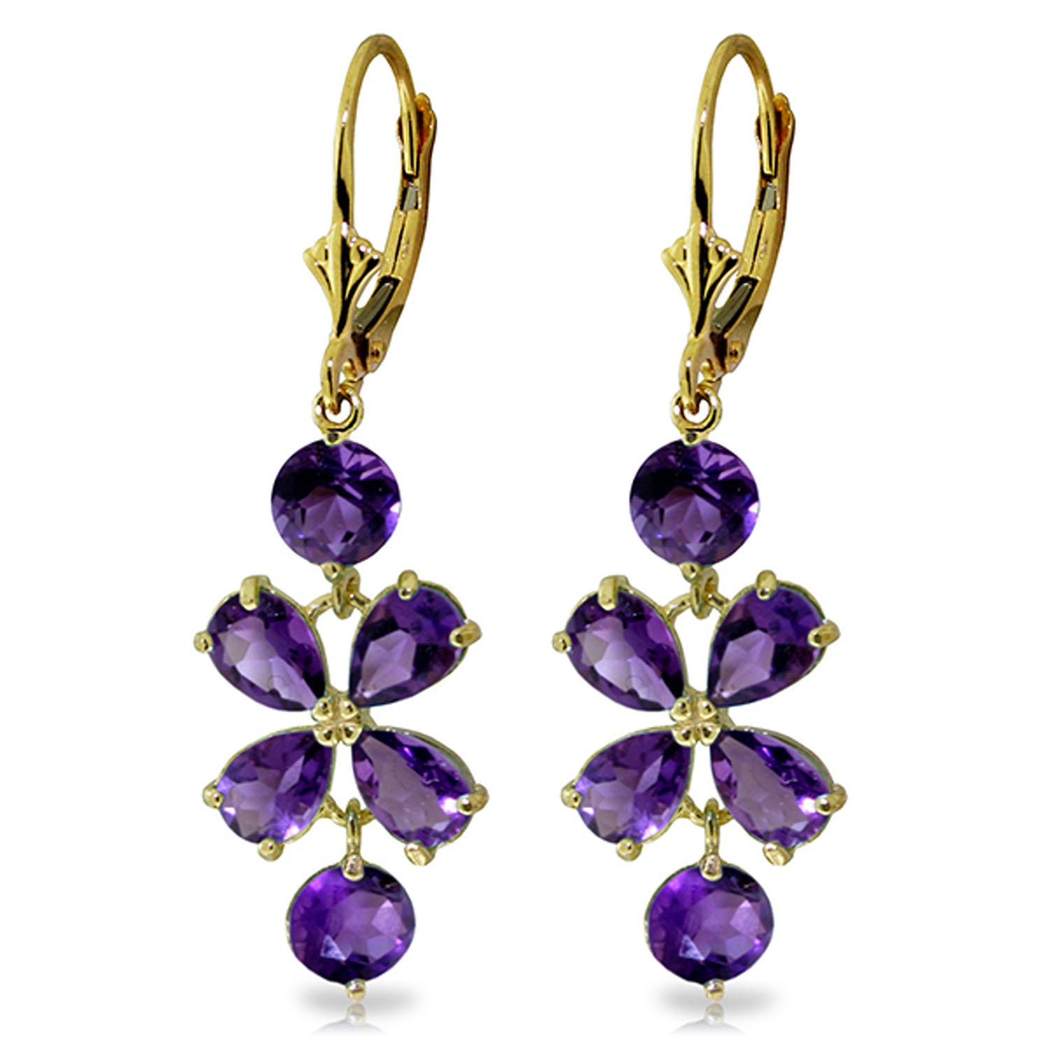 5.32 CTW 14K Solid Petals Amethyst Earrings