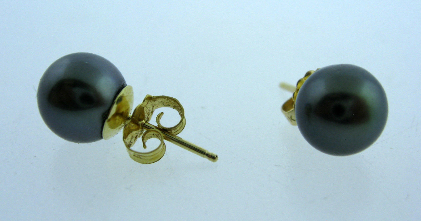FINE ESTATE 14K YELLOW GOLD TAHITIAN PEARL EARRINGS 