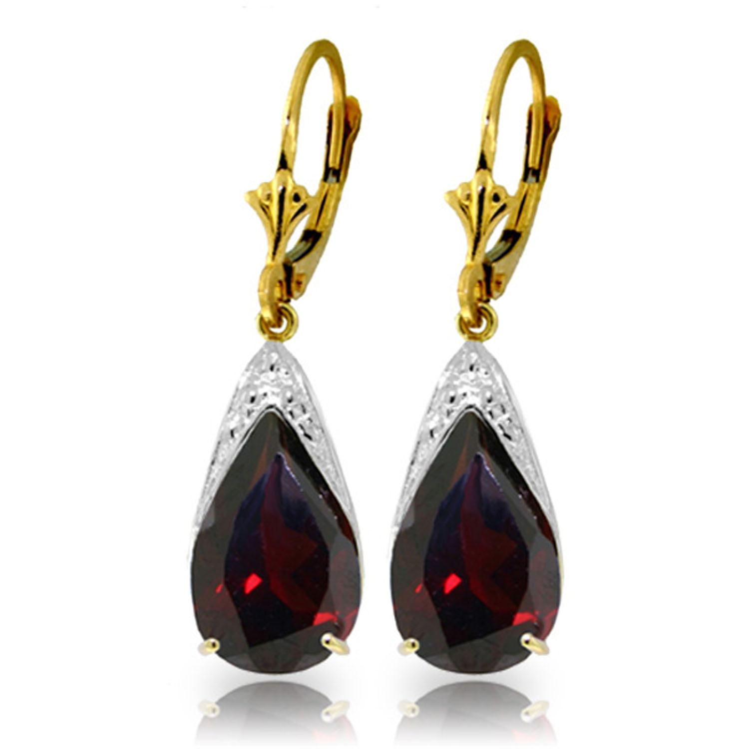 10 CTW 14K Solid Gold Leverback Earrings Natural Garnet