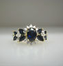 14K YELLOW GOLD BLUE STONES LADIES RING SIZE 7