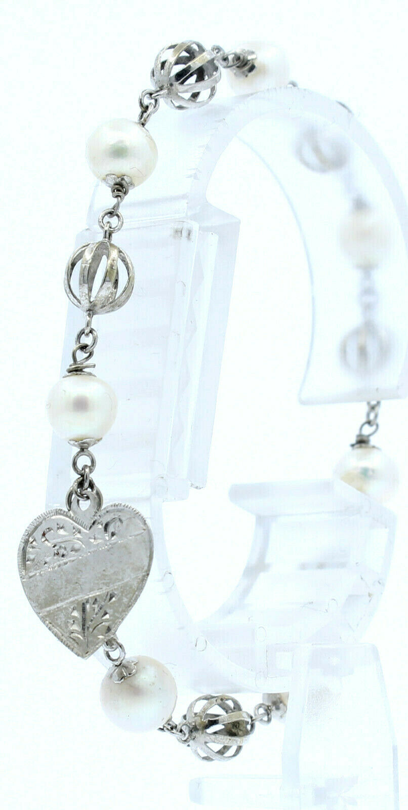 14K WHITE GOLD PEARL BRACELET