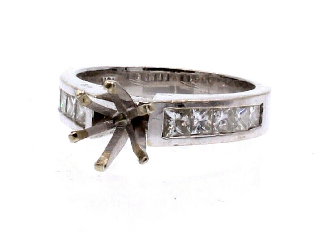 18k White Gold Diamond 1.20ct Ladies Mounting Ring 6.1 Grams Size 6