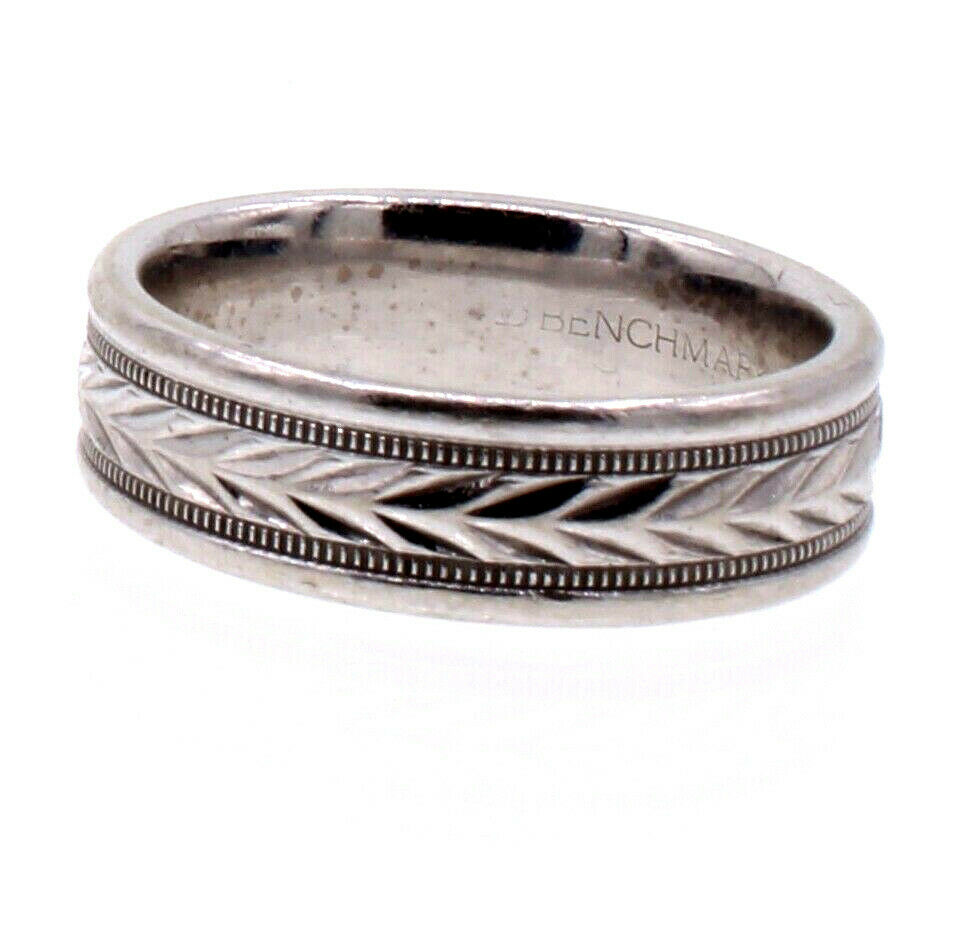 14k White Gold Banchmark Band  Ring 7.2 Grams Size 7