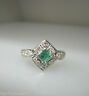 14K WHITE GOLD AQUA EMERALD STONE / DIAMONDS LADIES RING SIZE 6.5