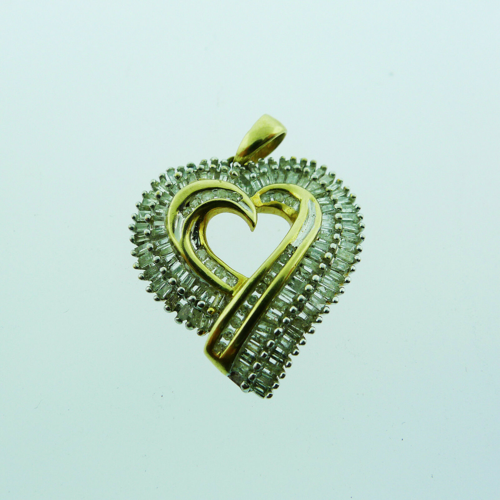 10k Yellow Gold Diamond Heart Pendant Charm 
