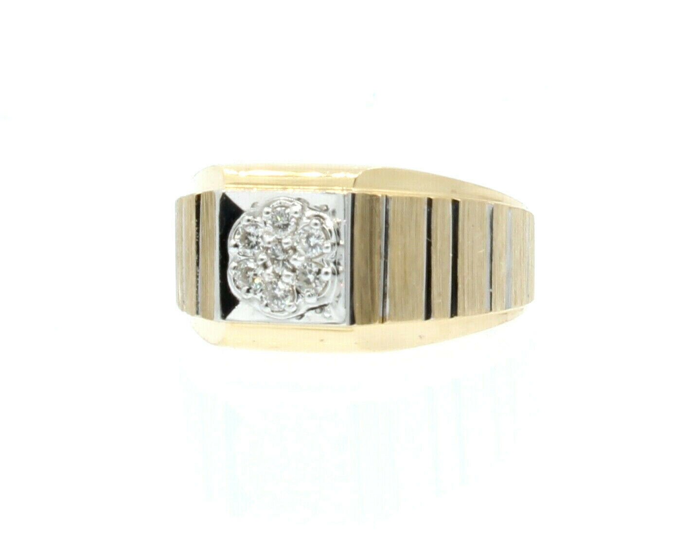 ESTATE 14k Yellow White Gold  .35ct Diamond Men's ring 7.3 Grams Size 10
