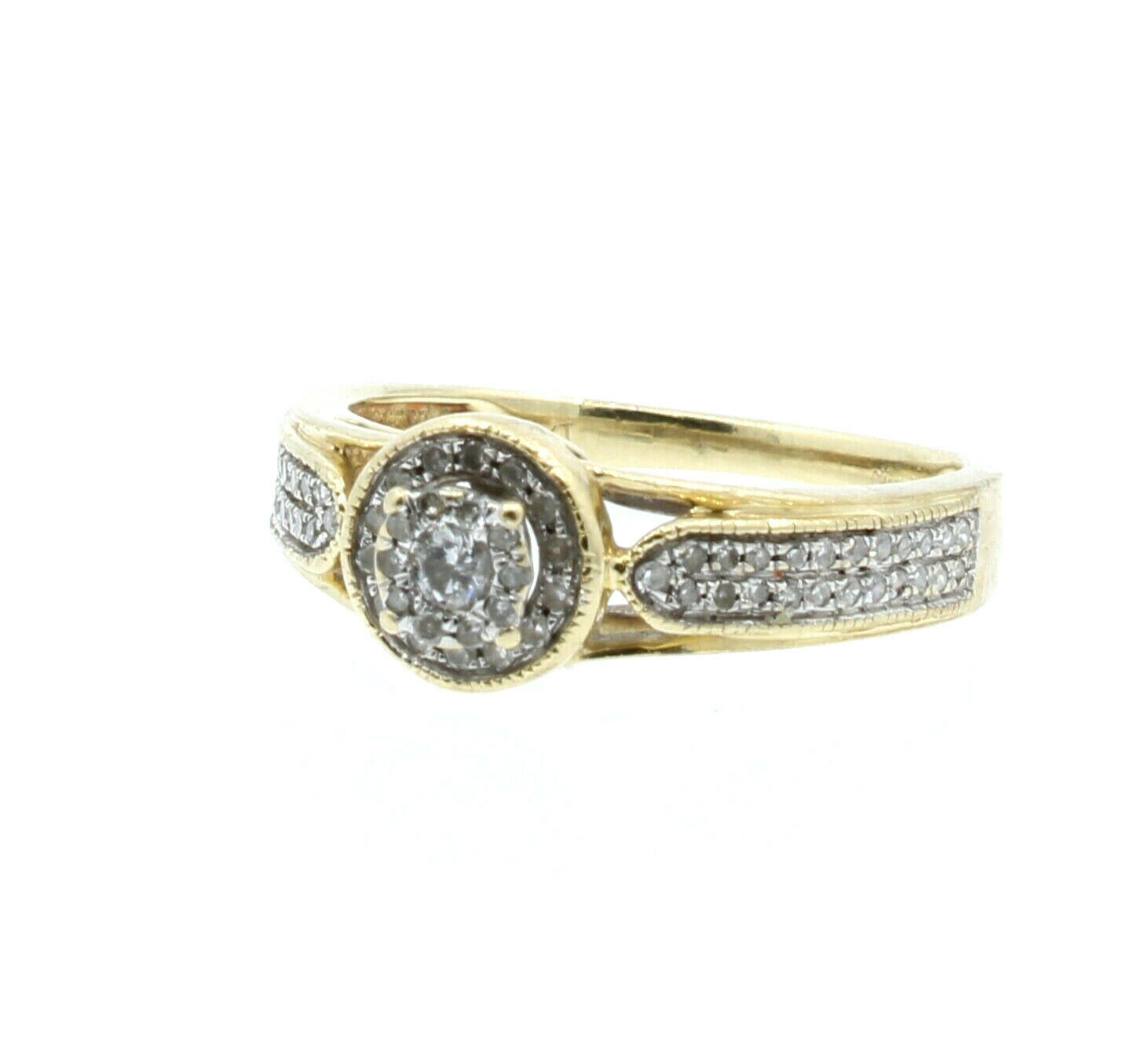 Estate 10k Yellow gold Diamonds Ladies Ring Size 5.5
