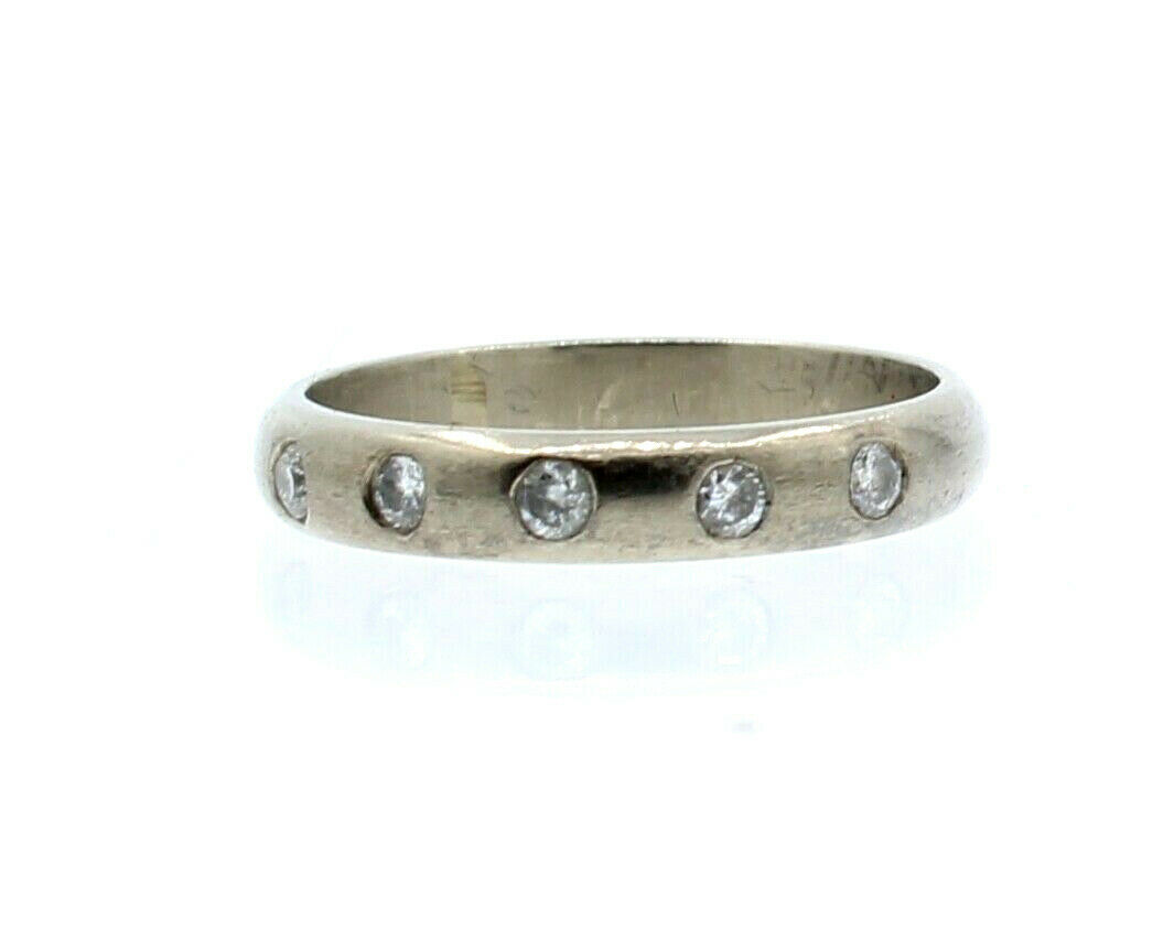 18k White Gold .35ct Diamond Ladies Ring Band Size 7.5
