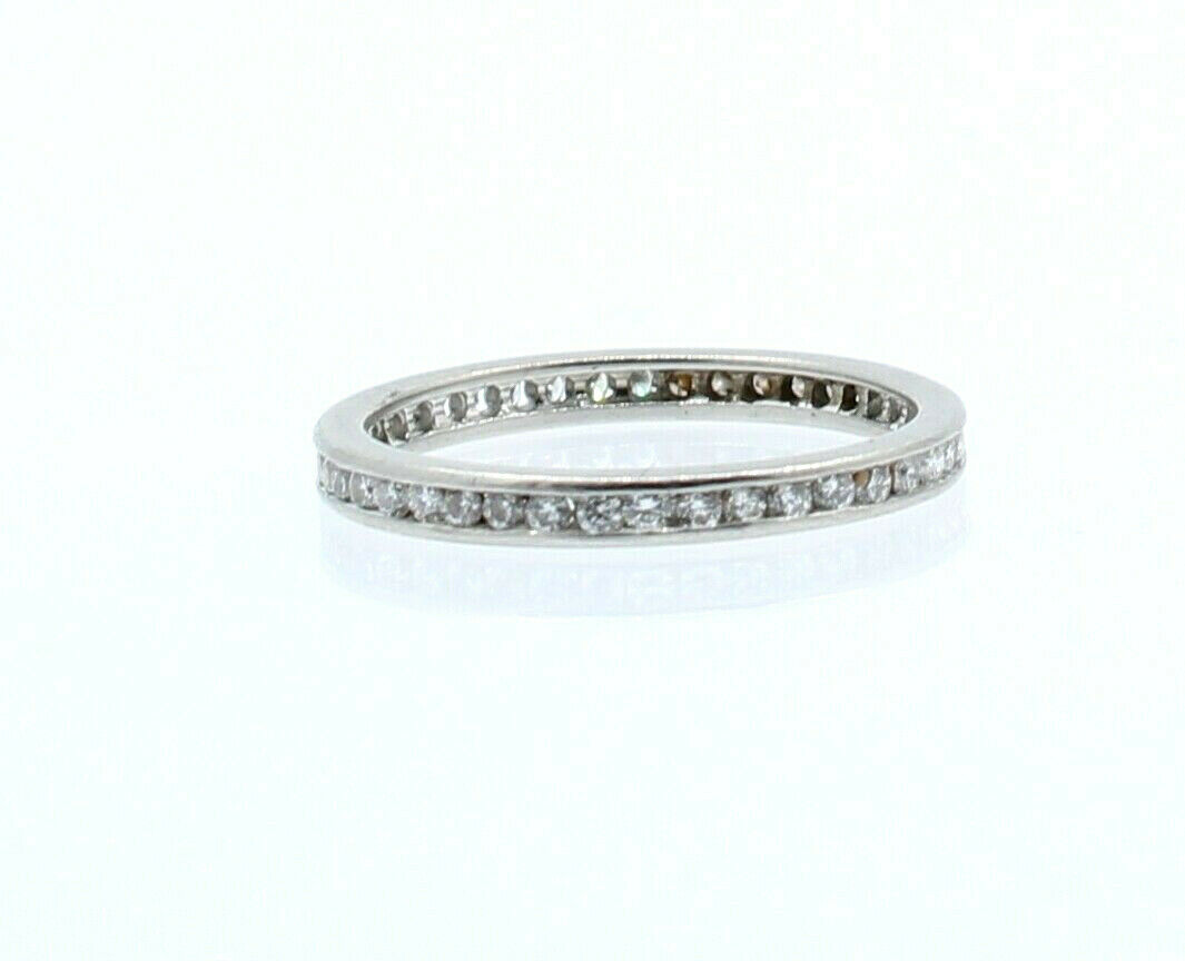 Platinum .60ct Round Diamonds Eternity Ladies Ring Size 5