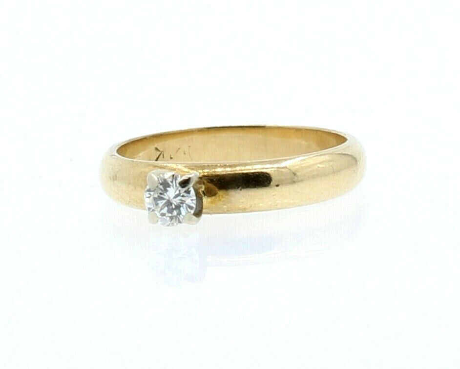 14k Yellow Gold .20ct Diamond Solitaire Ladies Ring Size 5.5