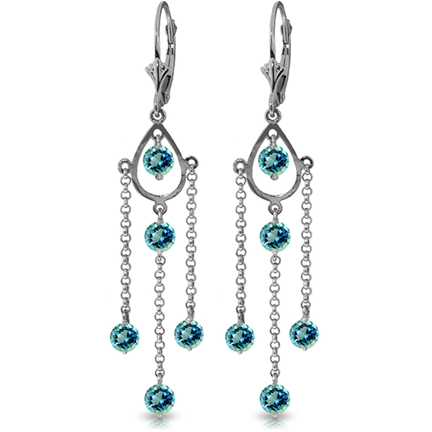 3 CTW 14K Solid Gold Spring Springs Blue Topaz Earrings