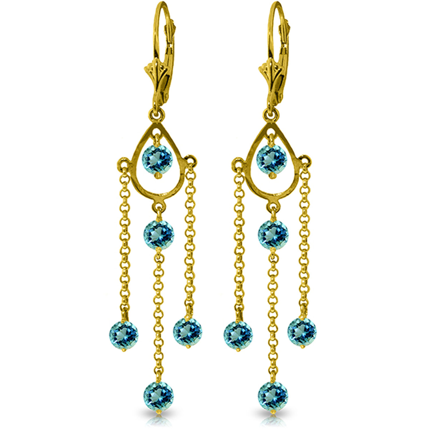 3 CTW 14K Solid Gold Gilded Age Blue Topaz Earrings