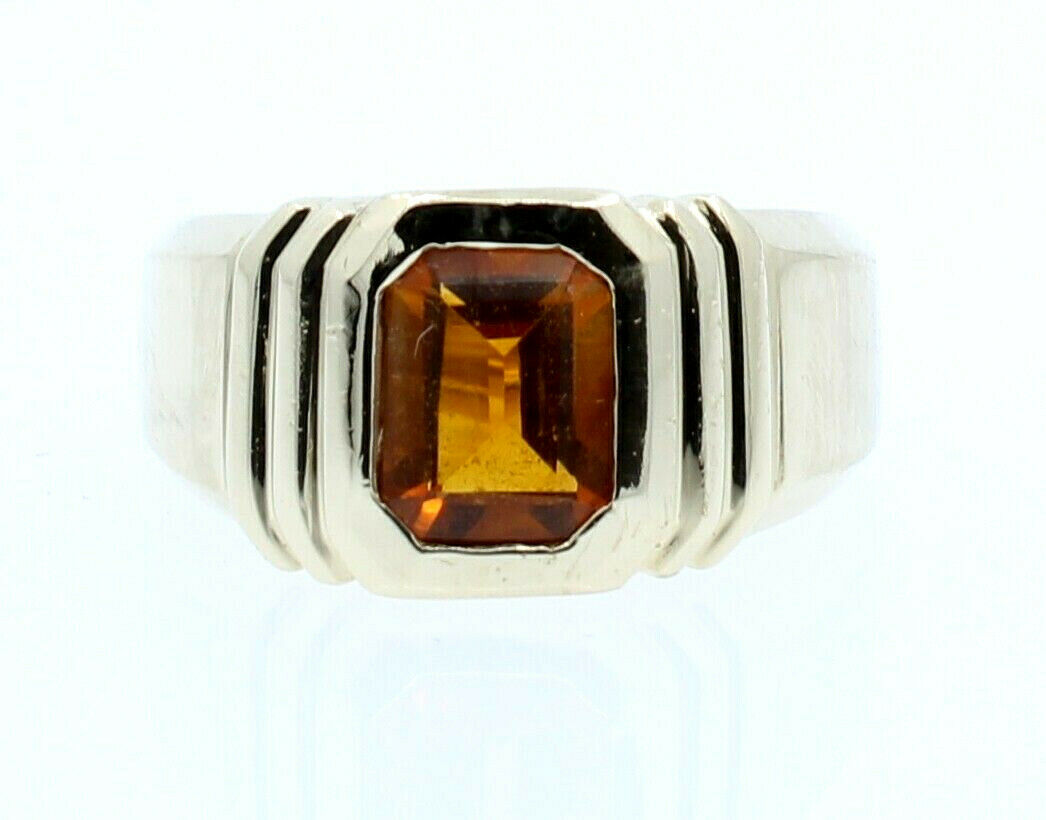 14k Yellow Gold Orange Citrine Size 9.25 Men's Ring