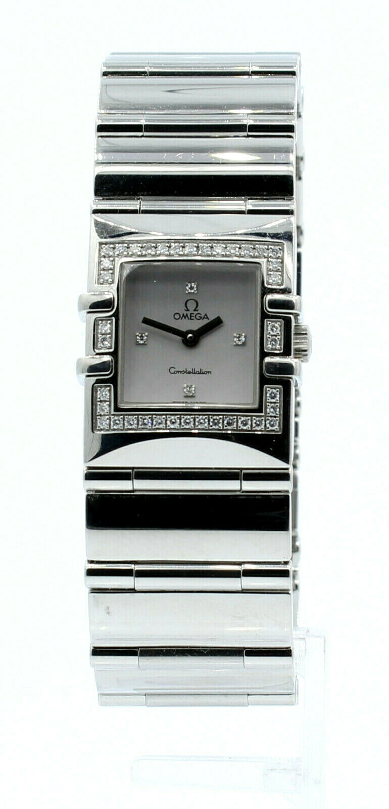 Ladies OMEGA Constellation QUADRA Diamond Stainless Steel Square Quartz Watch