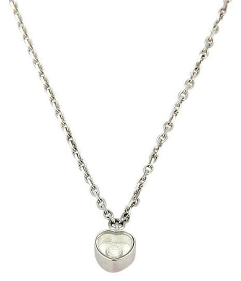 Chopard Happy Diamond 18k White Gold Mini Heart Pendant  Chain