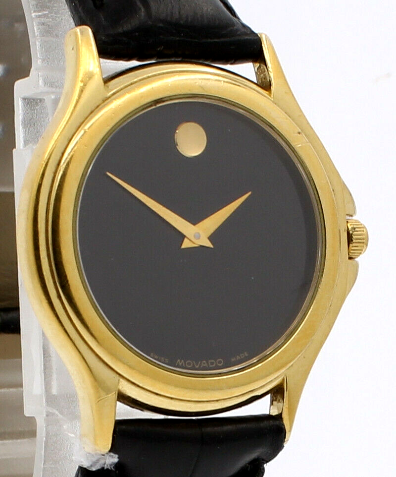 Movado Museum Gold Bezel Stainless Quartz 35mm Watch