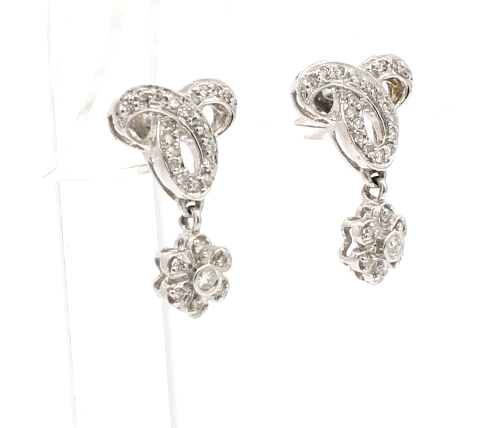 Fine Estate 14k White Gold Diamond Earrings