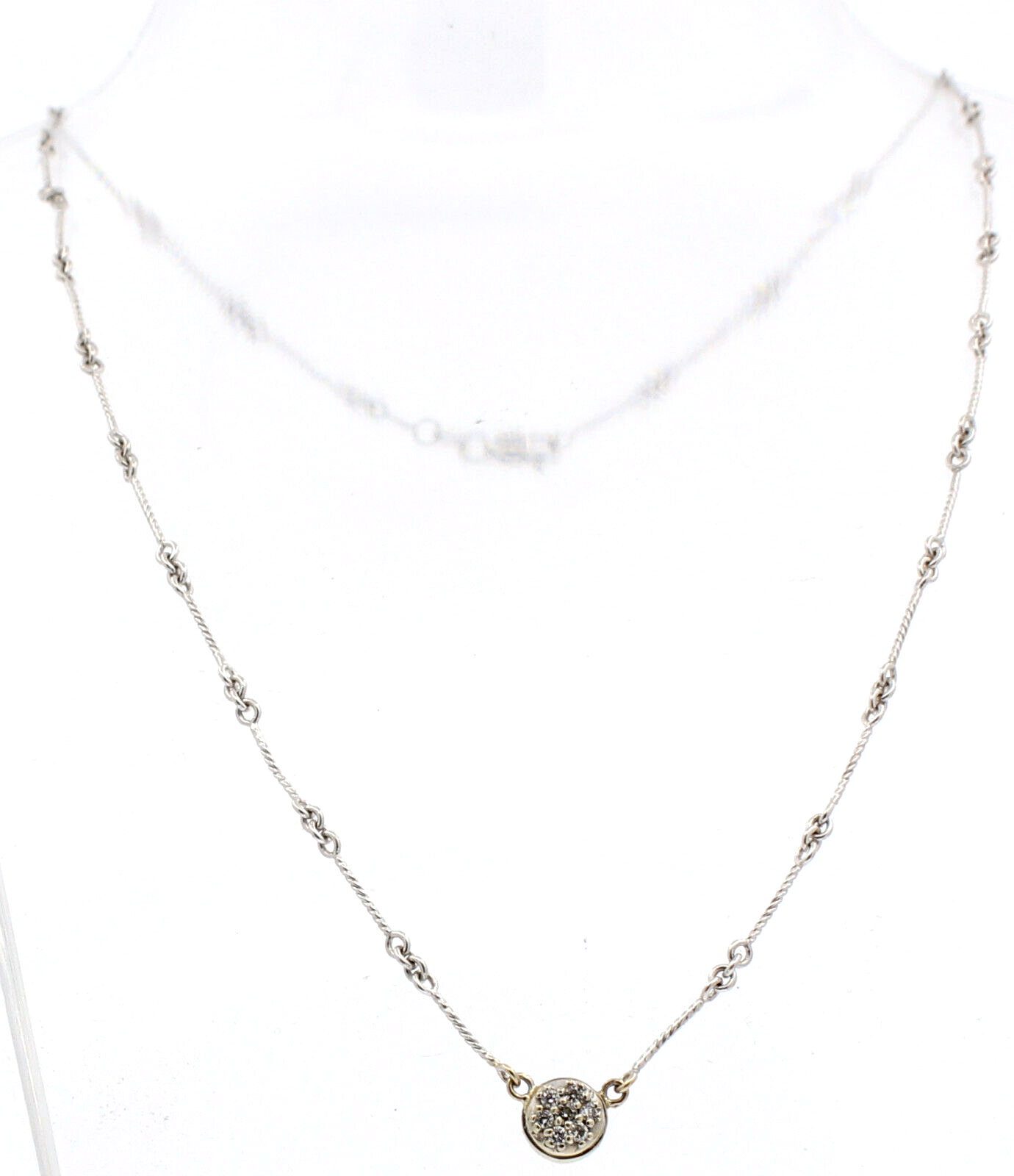 Fine Estate 14k White Gold Diamond Pendant 16" Necklace 4.5 Grams