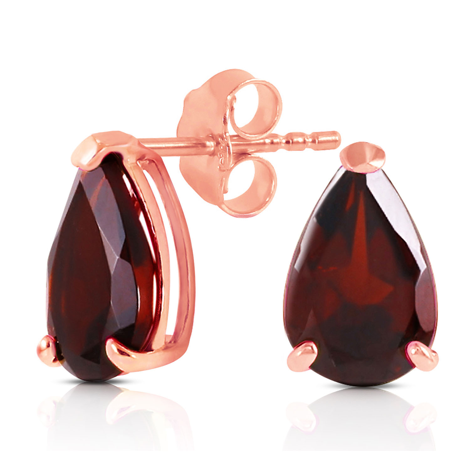 3.15 CTW 14K Solid Rose Gold Stud Earrings Natural Garnet
