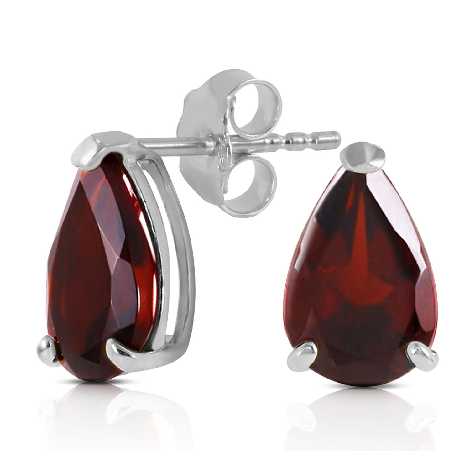 3.15 CTW 14K Solid White Gold Stud Earrings Natural Garnet