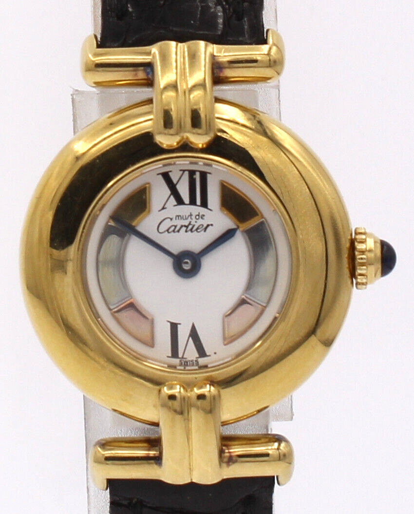 Ladies CARTIER Must De Cartier Vermeil Gold Sterling Silver Round Watch