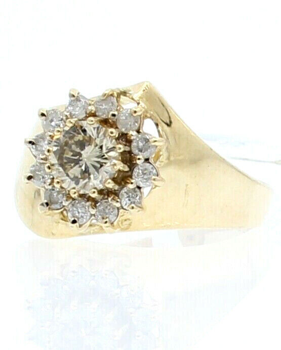 Fine Estate Ladies 14k Yellow Gold Champagne Diamond .7ct Ring Size 7
