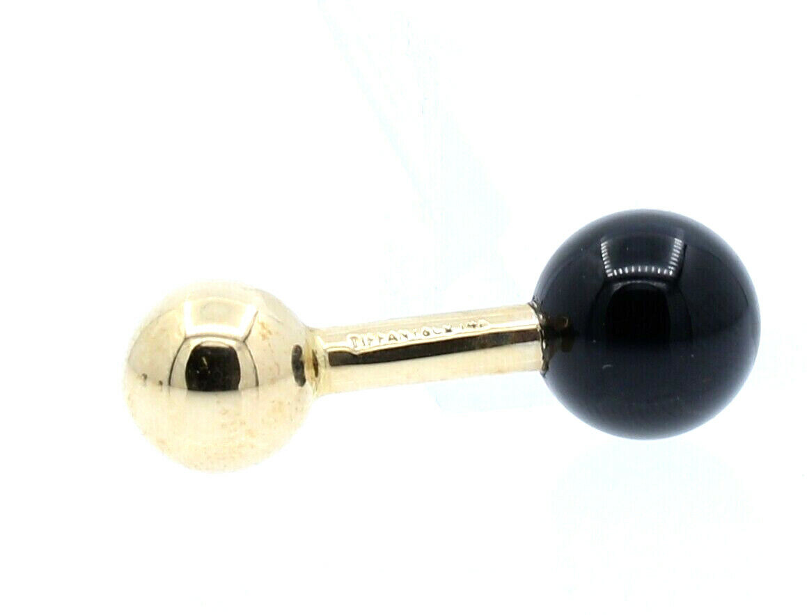 TIFFANY  CO. 14K YELLOW GOLD ONYX BARBELL FORMAL CUFFLINK