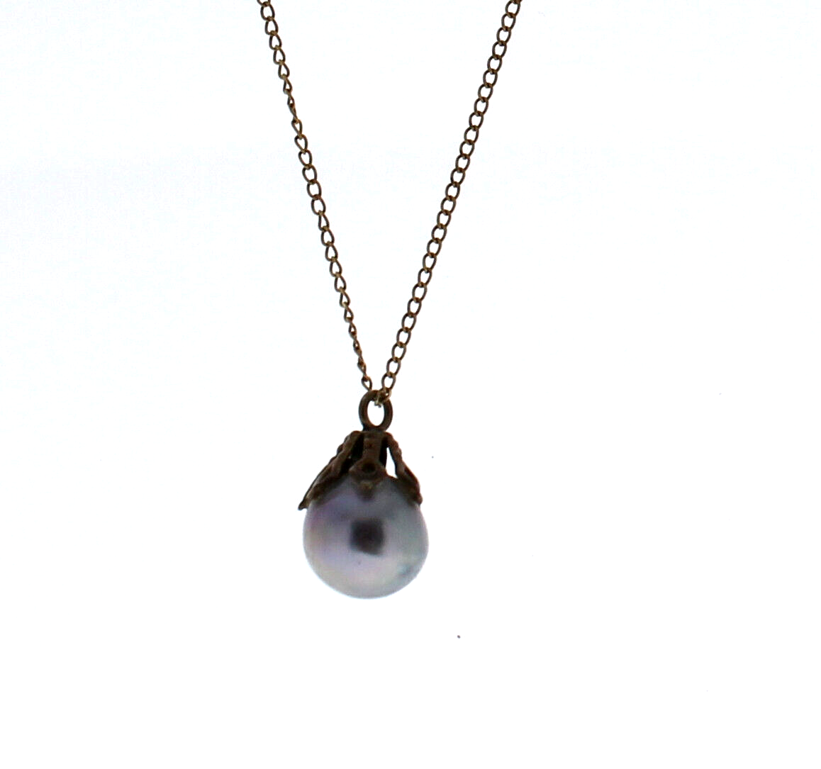Yellow Gold Necklace with Tahitian Round Pearl